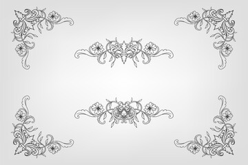 Classical Baroque Filigree Decoration Ornament Vintage Floral Border Style Antique Art Retro