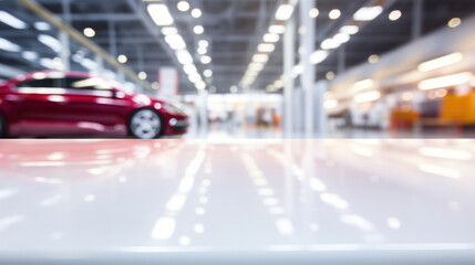 Blurred image of car showroom for background usage. Can be used for display or montage your products.