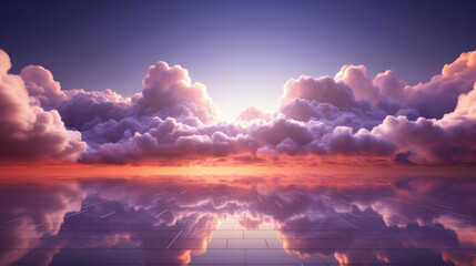 Beautiful pink clouds background for product display. Generative ai. - obrazy, fototapety, plakaty