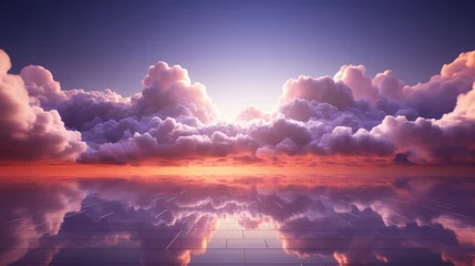 Fotobehang Beautiful pink clouds background for product display. Generative ai. © tonktiti