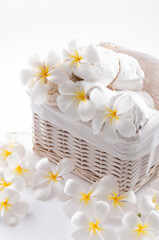 Wellness decoration, spa massage setting on white background 