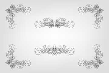Classical Baroque Filigree Decoration Ornament Vintage Floral Border Style Antique Art Retro