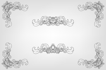Classical Baroque Filigree Decoration Ornament Vintage Floral Border Style Antique Art Retro