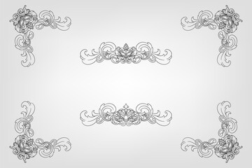 Classical Baroque Filigree Decoration Ornament Vintage Floral Border Style Antique Art Retro