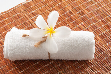 Wellness decoration, spa massage setting on mat background  - 691791196
