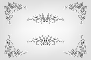 Classical Baroque Filigree Decoration Ornament Vintage Floral Border Style Antique Art Retro