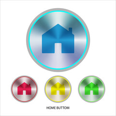 Home icon on button. House and Home icon symbol sign. House push button icon. Mobile app icons. Device UI UX mockup.