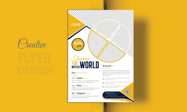 Design layout room for a photo backdrop on a travel poster, flyer, booklet, brochure, card or brochure.