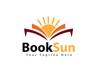 abstract book sun logo icon symbol design template illustration inspiration