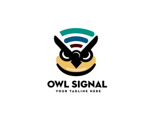 owl head signal logo icon symbol design template illustration inspiration