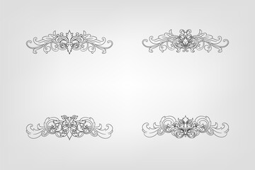 Classical Baroque Filigree Decoration Ornament Vintage Floral Border Style Antique Art Retro