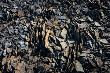 Trolls Bread rocks on the beach at Kinnvika, Murchison Fjord, Hinlopen Straight on Svalbard in the Arctic, as a nature background
