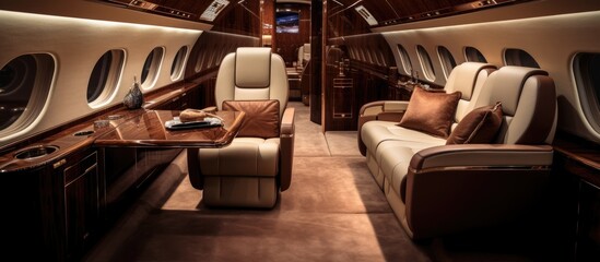 Opulent interior of a private jet - obrazy, fototapety, plakaty