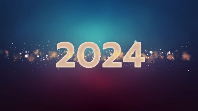 2023 2024 change Happy New Year 2024  Blue Red bokeh particles glitter awards dust gradient abstract background. New year resolution concept.