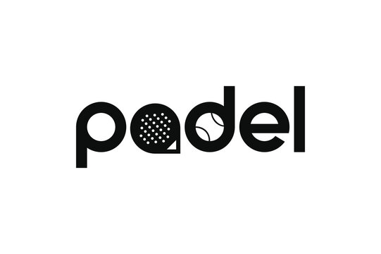 Padel logo, padel racket and ball logo design vector