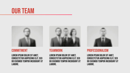 Our team web page with member avatars for business presentation or landing page on light background. Website page template.