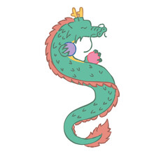 Obraz premium 宝玉を持った龍の横顔のイラスト