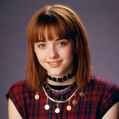 An Eighties or Nineties High School Yearbook Photo of a Girl With Shoulder-Length Brown Hair