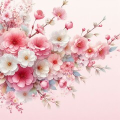 Beautiful spring, cherry blossom background with pink background