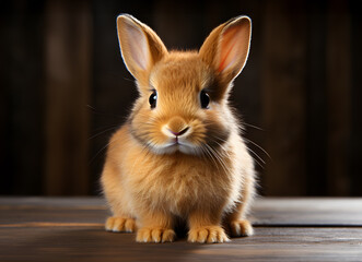 Obraz premium Picture draw by watercolor of brown rabbit on blurred background. Realistic clipart template pattern. For fabric texture design. work of art.