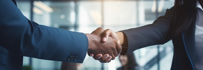 young business businesswoman handshake hand shake shaking meeting agreement office teamwork partner businessman hand startup creative black