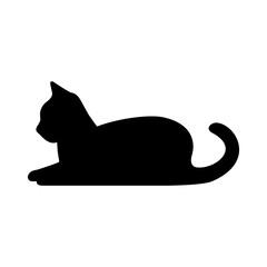 A cat lying vector silhouette