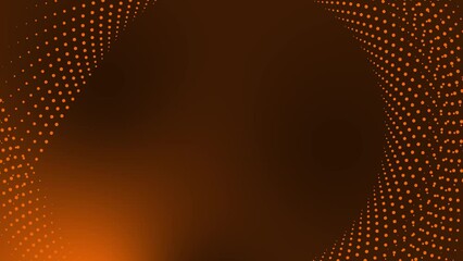 Circular dotted spot animation tech motion graphic round abstract pattern geometric background looping spiral design futuristic visual effect rotation for intro title 4K orange