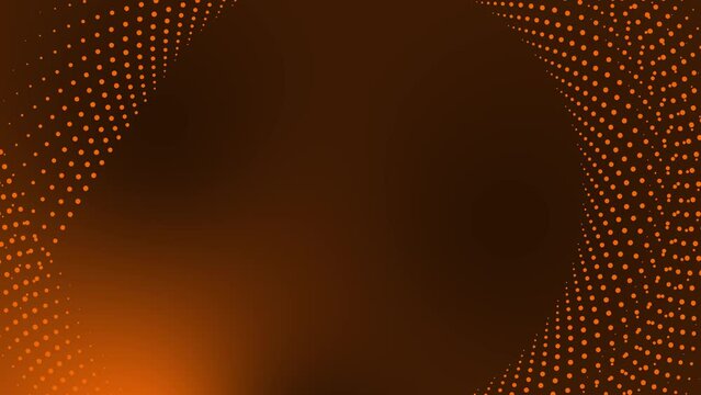 Circular dotted spot animation tech motion graphic round abstract pattern geometric background looping spiral design futuristic visual effect rotation for intro title 4K orange