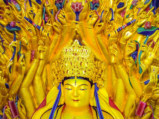Golden buddha statue in Dazu Rock Carving,Chongqing,China