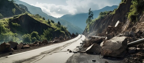 Mountain road landslides due to climate fluctuations