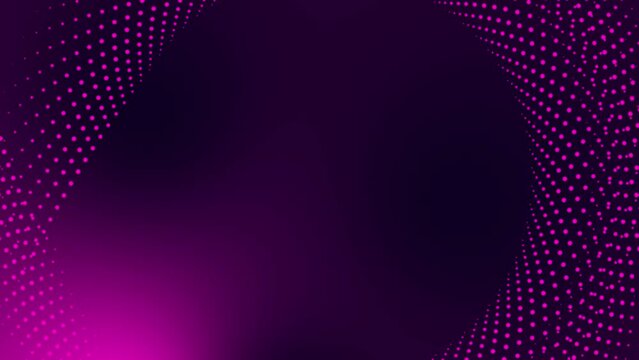 Circular dotted spot animation tech motion graphic round swirl abstract pattern geometric background looping spiral design futuristic visual effect rotation for intro title 4K pink purple