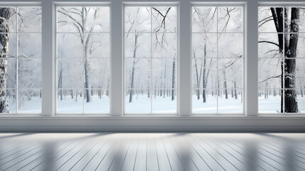 Fototapeta na wymiar Large picture window - snow - extreme blue skies - snow- background - landscape - winter scenery 