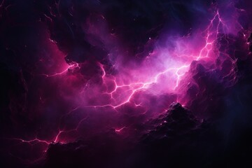  a computer generated image of a purple and pink cloud with lightning coming out of the top of the clouds and in the middle of the bottom of the clouds. - obrazy, fototapety, plakaty