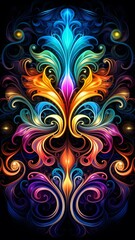 Imagination dmt lsd fractal art black background AI Generated image