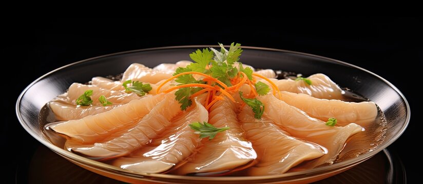 Shark fin soup is a favored dish in Chinese cuisine served at celebrations.