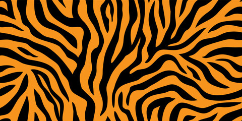 Seamless pattern with tiger stripes. Abstract vector animal print.