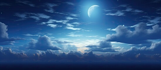 Naklejka na ściany i meble Illuminated sky with full moon and few clouds
