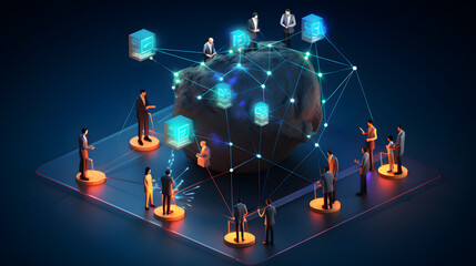 Communication network concept. Partnership of business. Generative Ai.