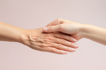 Gentle Care - Close-Up of a Youthful Hand Stroking an Aged Hand