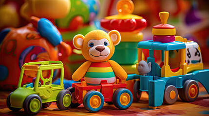 Obraz premium Kids room with a train with toys