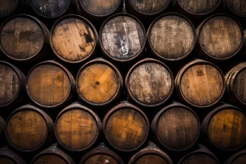 Fotobehang old wine barrels background © KirKam