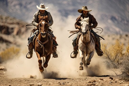 cowboys riding horse