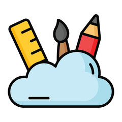 Painting tools with cloud concept vector of cloud painting - obrazy, fototapety, plakaty
