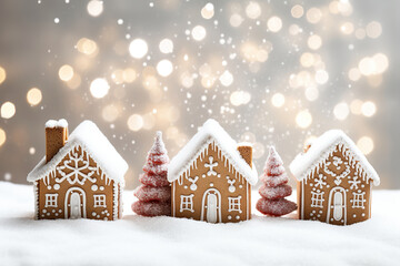 Naklejka premium Christmas greeting card. Festive decoration on background. New Year concept. Copy space. Flat lay.