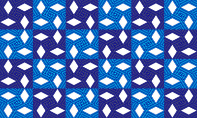 chessboard, blue and white diamond pattern, seamless line blue zigzag line on white pattern, block and Zig zag chevron blue on white tile repeat seamless pattern replete image design fabric print
