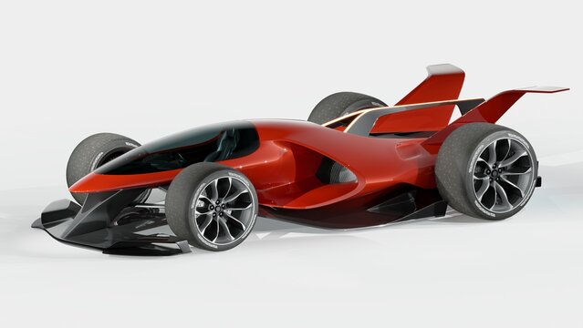 3D rendering of a brand-less generic concept racing car	

