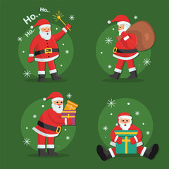 Christmas Cute Santa Character Set