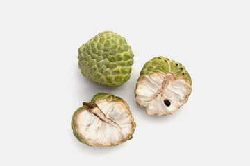 Custard apple fruit on white background.