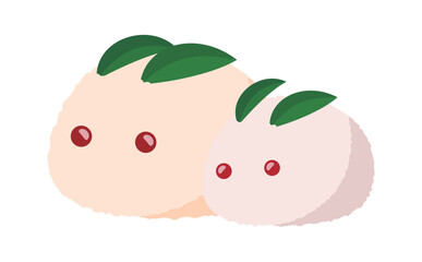 寒中見舞いに使いやすい雪うさぎ(ゆきうさぎ)・うさぎの形の雪だるまのかわいいシンプルな冬ベクターイラスト素材