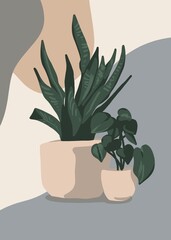 Mountain and forest drawing illustration minimalist